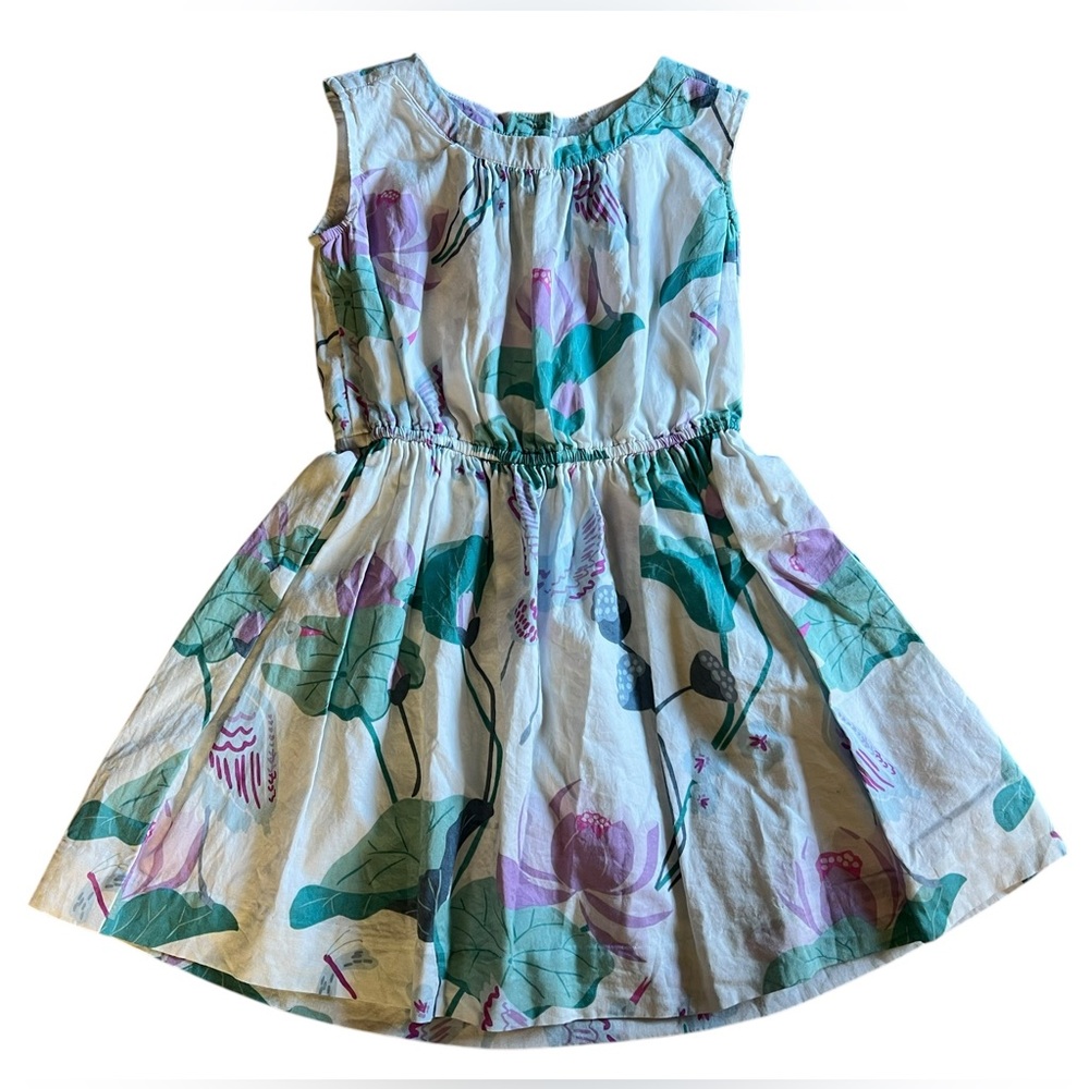 TEA COLLECTION Lotus Crane Flower Woven Dress Sz 5 Fully Lined MSRP $59.50
